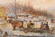 Cornelius Krieghoff A Winter Scene oil on canvas